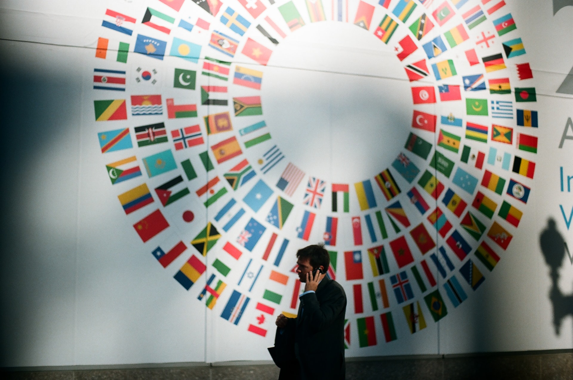 Flags from the World Bank, Washington, United States.